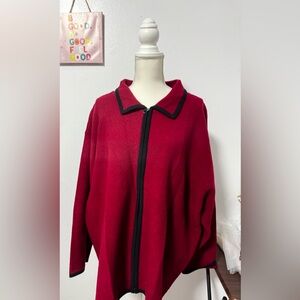 Elizabeth by Liz Claiborne Cardigan Sweater 100% Wool Red color Size 3X